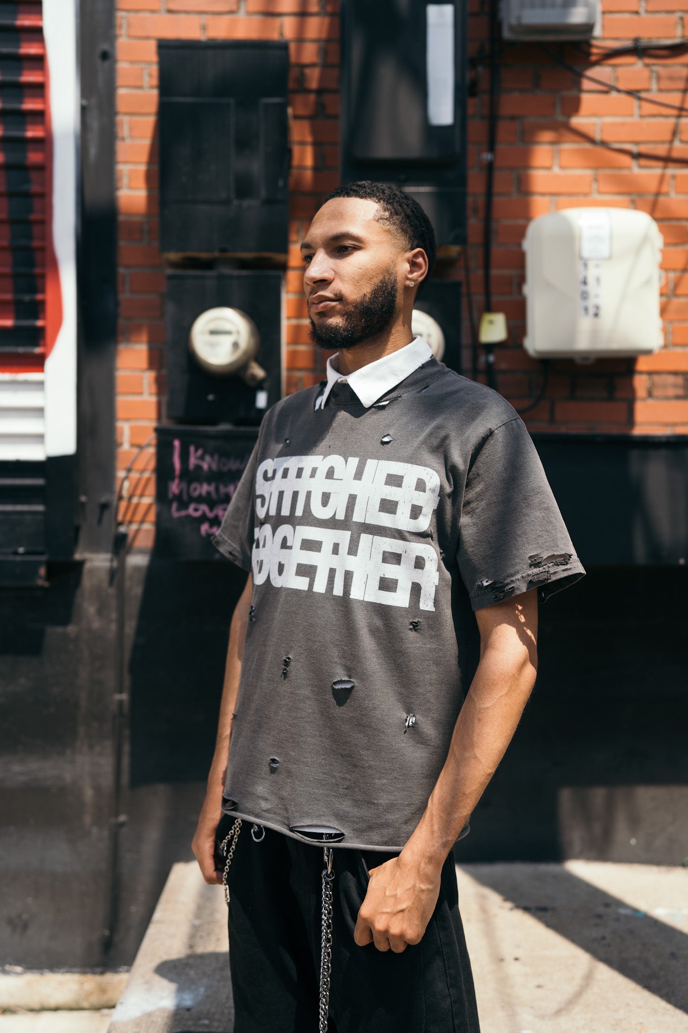 Ash Grey Stitched Together Logo T-Shirt