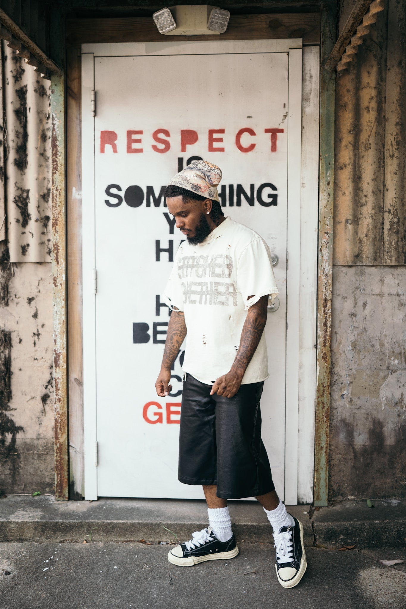 Beige Stitched Together Logo T-Shirt